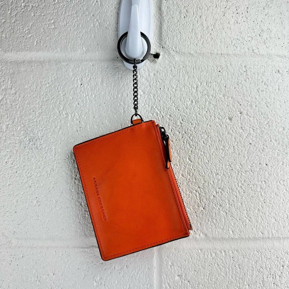 Armani Exchange Orange Pebble Leather Coin Purse & Key Chain Style C05550 - Picture 2 of 7